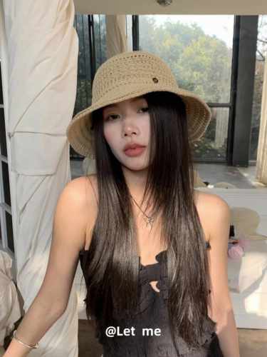 P80 赛琳 Celine 日系纯色针织镂空渔夫帽子女春夏季2025 新款透气遮阳防晒帽子盆帽