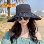 chanel香奈儿大帽檐防晒帽女 夏季新款甜美休闲渔夫帽遮阳遮脸防紫外线帽子