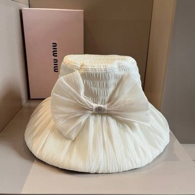 miumiu缪缪 新款遮阳帽 名媛风小清新蝴蝶结遮阳帽 高级欧根纱定制 头围57Cm