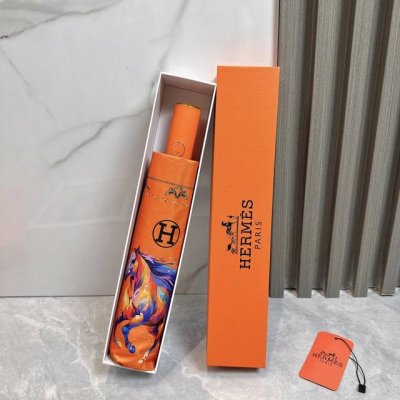 Hermes 爱马仕 幻彩 夏季新款 全自动折叠晴雨伞 黑色涂层防晒有效阻隔紫外线99% Upf 50 所以能起到伞下体感降温的效果 有效隔热 高效防晒 一把搞