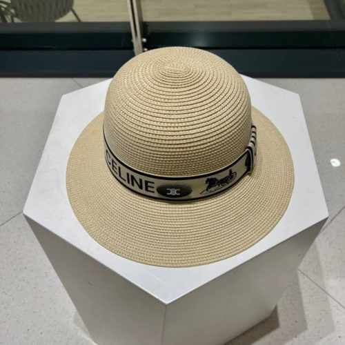 Celine赛琳鸭舌草帽 沙滩遮阳帽 缎料飘带 可折叠 头围57Cm
