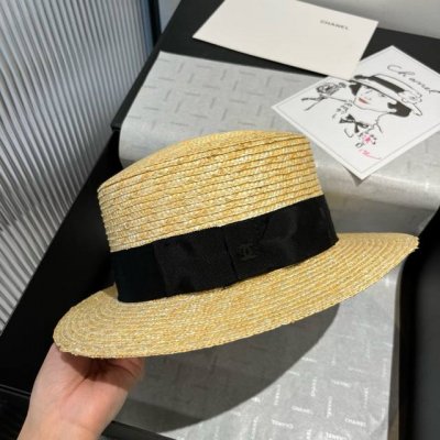 chanel香奈儿官方款平顶小礼帽 麦杆草制作 头围57Cm