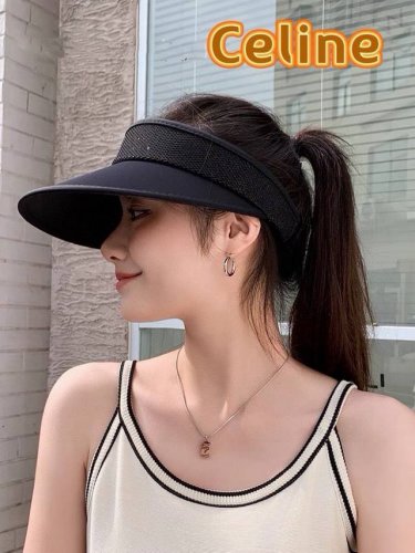 celine赛琳 新款女款夏款防晒空顶帽户外运动遮阳帽束马尾太阳帽潮
