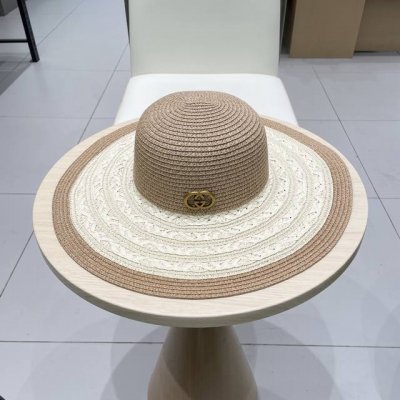 Gucci古奇新款圆顶礼帽草帽子 头围57Cm