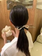 Chanel香奈儿珍珠蝴蝶结橡皮圈，