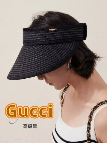 Gucci极简达人 可折叠 空顶草帽大帽檐防晒帽遮阳帽太阳帽女夏季帽子
