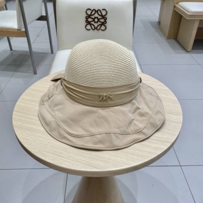 dior迪奥夏季大檐蝴蝶结遮阳草帽女出游百搭度假风防晒帽显脸小渔夫帽
