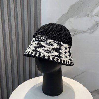 古驰Gucci 新款针织盆帽，高密度制作，一顶超级有品位的针织帽了~出街首选！帽型超美腻颜色妥妥，轻便携带！小仙女人手必备 头围57Cm