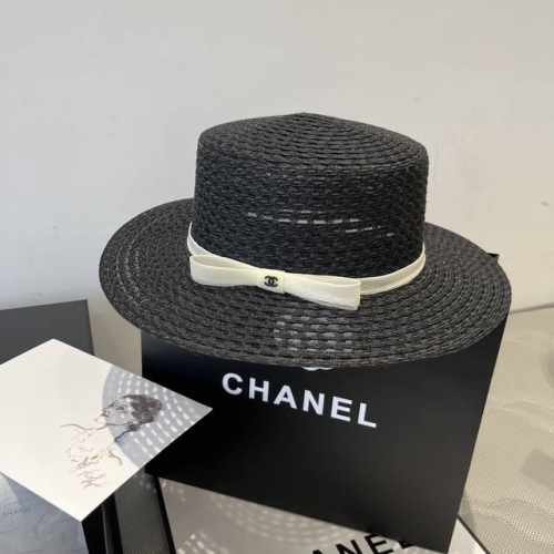 Chanel香奈儿平顶礼帽，镂空平顶帽，头围57Cm