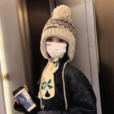 普拉达Prada雷锋帽加绒加厚女可爱日系保暖帽子蓬松软妹