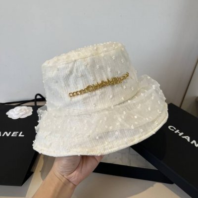 chanel香奈儿欧根纱渔夫帽 轻盈遮阳帽 头围57Cm