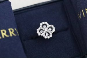 新品推荐 Hw海瑞温斯顿高级珠宝 四叶草戒指 925银 这款满钻的戒指、是各大明星同款，不仅栩栩如生，精工的切割！高端定制通体925纯银镶嵌Bling Blin