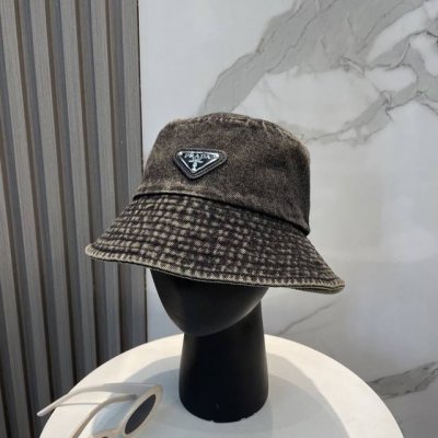 配防尘袋 Prada普拉达 2025新款洗水软牛仔男女款渔夫帽 简约折叠遮阳～非常有质感的一款