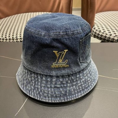 路易威登Lv 牛仔渔夫帽女春夏款休闲百搭品脸小盆帽大头 围遮阳防晒帽子潮