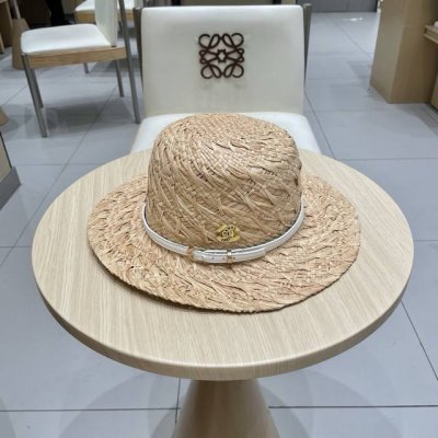 Chanel香奈儿新款高档手工编织拉菲草帽薄款夏季防晒帽男女士平顶礼帽太阳帽