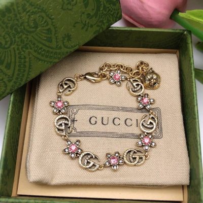 编号Gsl0003 Gucci 古驰花朵粉色手链