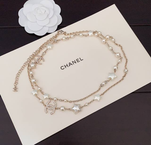 P120 Chanel 最新款五角星Cc链条项链毛衣链 一致Zp黄铜材质