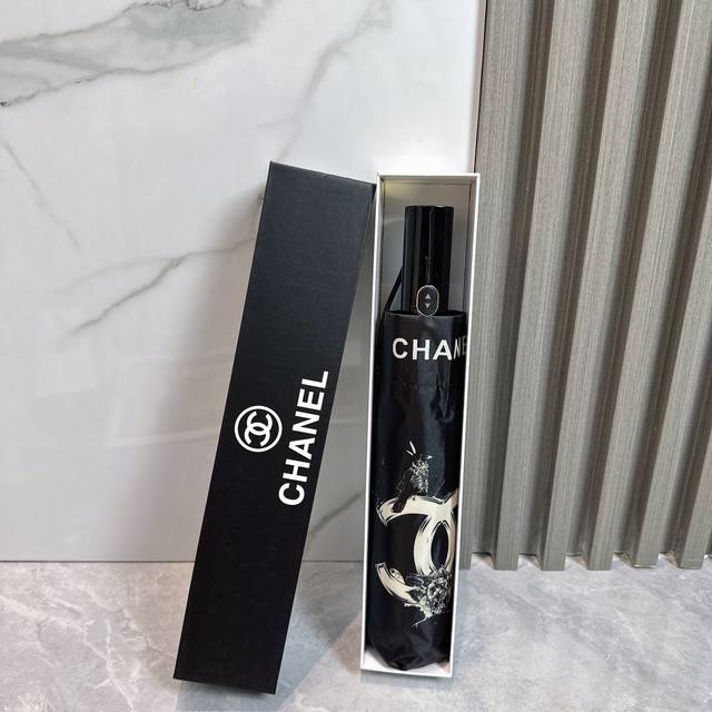 P70 Chanel 香奈儿 飞鸟 夏季新款 全自动折叠晴雨伞 黑色涂层防晒有效阻隔紫外线99%，Upf 50 所以能起到伞下体感降温的效果！ 有效隔热，高效防