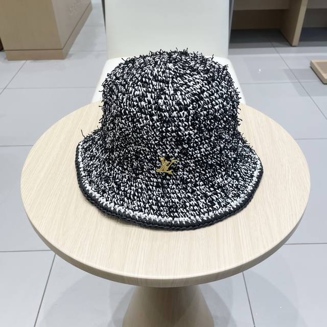 P80 Lv路易威登韩版Ins手工编织渔夫帽女夏季新款百搭大帽盆帽显脸小防晒遮阳帽