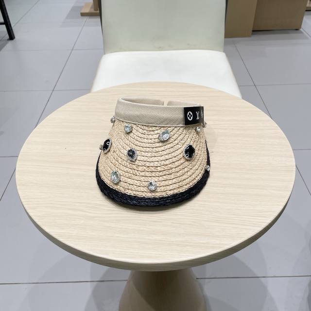 P90 路易威登棒球帽 Louisvuitton夏季拉菲草发箍空顶帽女时尚遮阳草帽出游度假百搭无顶帽