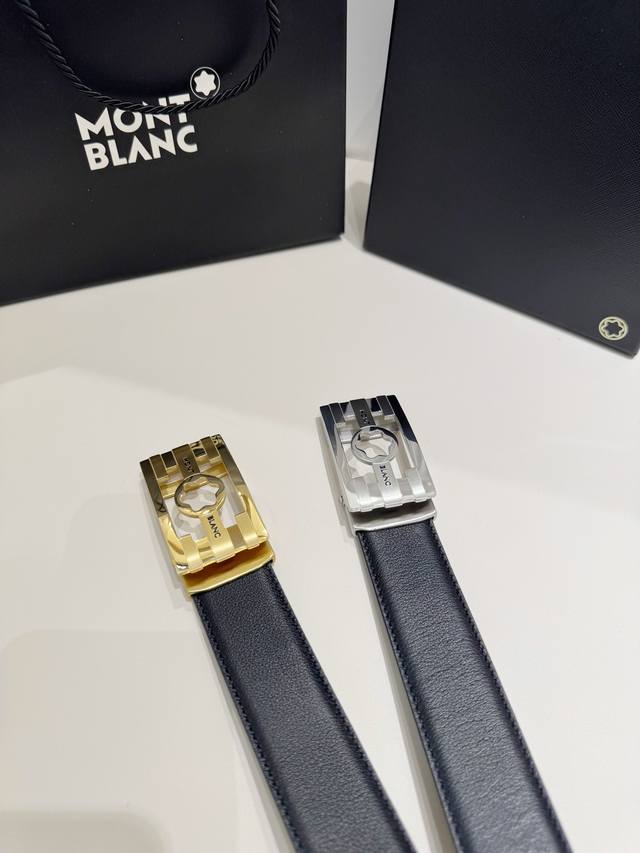 万宝龙商务时尚男士自动扣腰带 不绣钢扣头 可剪尺寸 宽度：3.5Cm P220