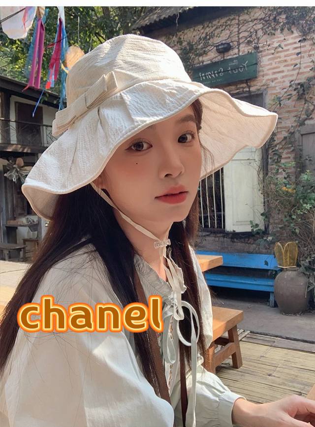 P90 Chanel韩版渔夫帽女2025夏季新款大沿户外防晒帽女士百搭防紫外线太阳帽
