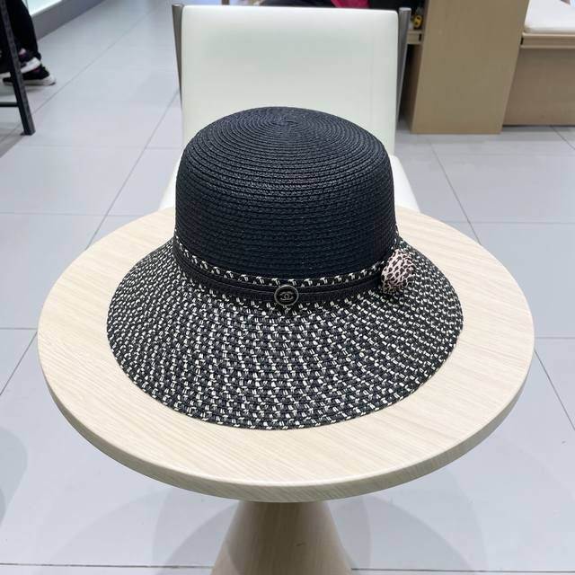 P80 Chanel香奈儿法式帽女夏季大檐防晒帽海边度假沙滩帽草编折叠太阳帽