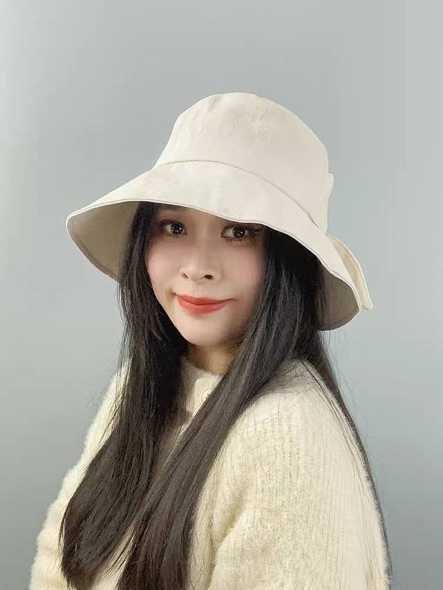 P90 Chanel 香奈儿法式简约大檐蝴蝶结渔夫帽女春夏出 游游优雅气质遮阳防晒盆帽显脸小