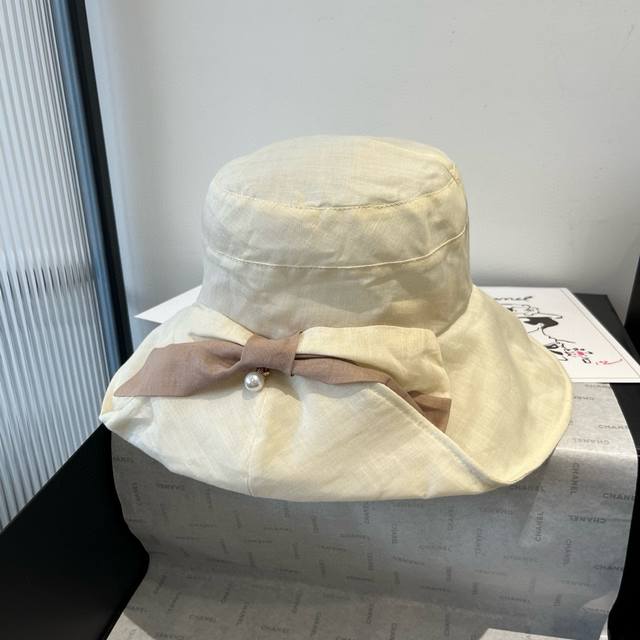 120￥P Chanel香奈儿真丝遮阳帽，名媛风渔夫帽，头围57Cm可折叠