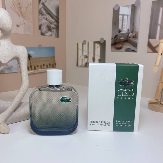 高品质/120 鳄鱼纯白之水绿色加强版香水100Ml lacoste L.12.12.Blanc Eau Intense,2023 品牌：鳄鱼 属性：男香 香调