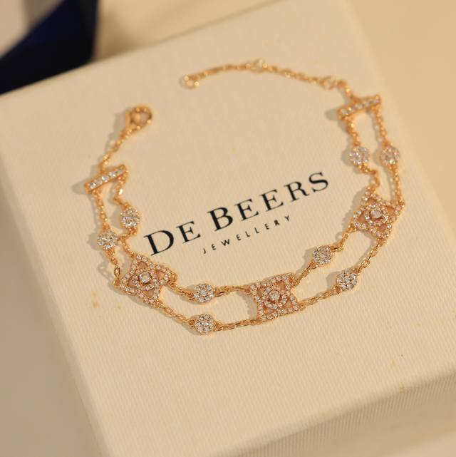 批80 戴比尔斯手链 De Beers 莲花手链 亚金材质 镶嵌工艺 18K金镀层 进口高碳钻 原版Logo