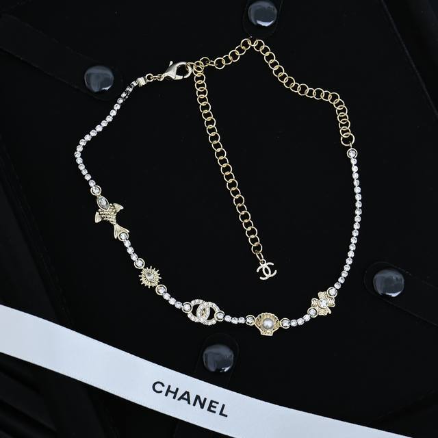 p80 Chanel 25海洋系列满链条颈链 满钻链条贝壳，钳子，小鱼感觉格外可爱 超有质感 时髦精必备单品 百搭单品