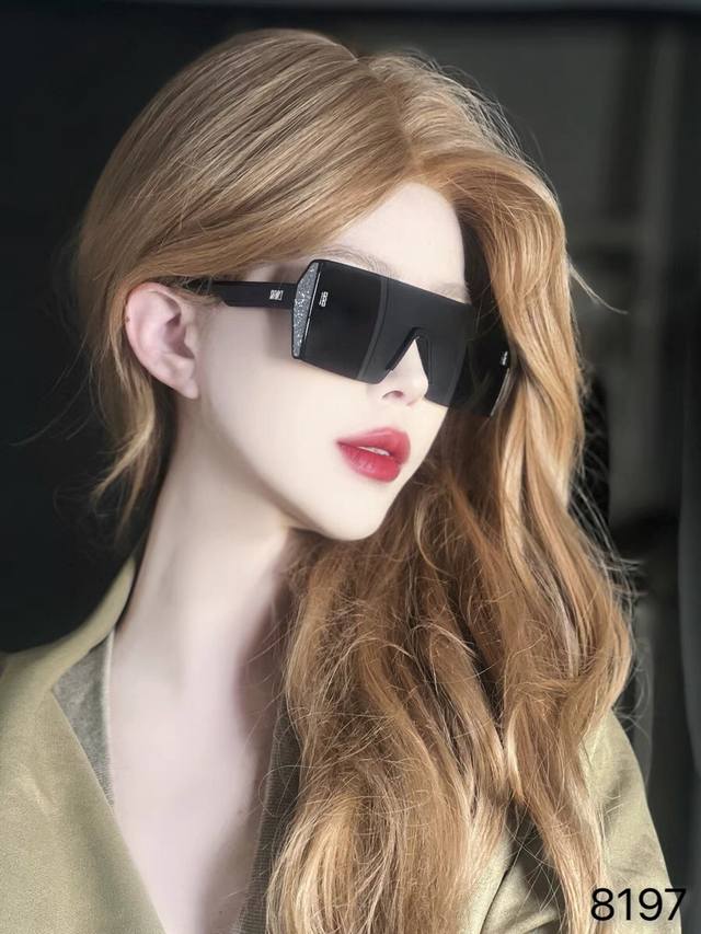 p100Dio*超大框连体无边框黑色墨镜女款潮气质高级感遮阳防紫外线太阳眼镜
