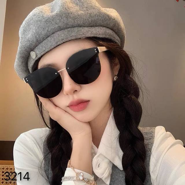 p90Dio*无框墨镜女高级感Ins韩版大框显脸小街拍防晒太阳镜防紫外线