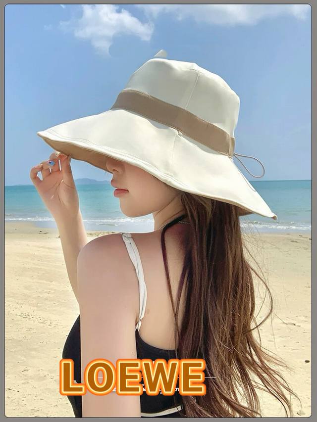 p100 罗意威Loewe气质双面帽子女春夏季新款遮阳渔夫帽双面戴太阳帽轻薄防晒帽潮