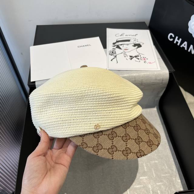 110￥ gucci古奇鸭舌军帽，骑士帽，头围58Cm