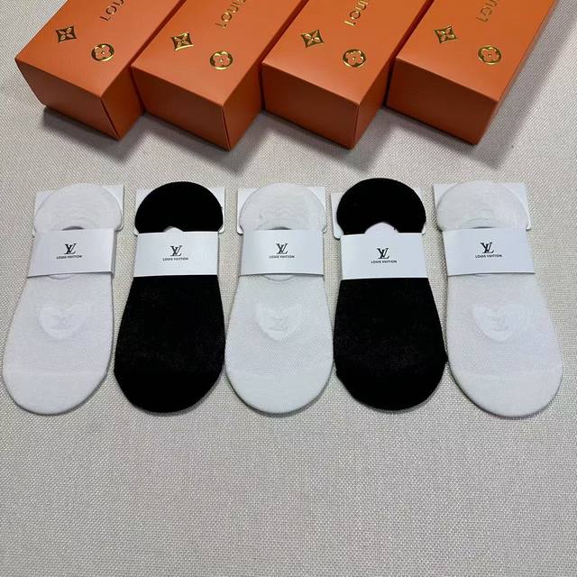 特批50 Louis Vuitton · 路易威登驴家新品女款隐形袜子【一盒五双】镂空网袜，提花经典标志，纯棉材质，超舒适超美腻大牌出街，潮人必备超好搭