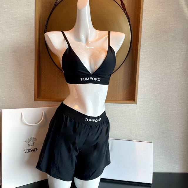 100 Tom Ford豹纹字母分体式泳衣 实物美翻了 小吊带设计短裤 码数：S M L Xl