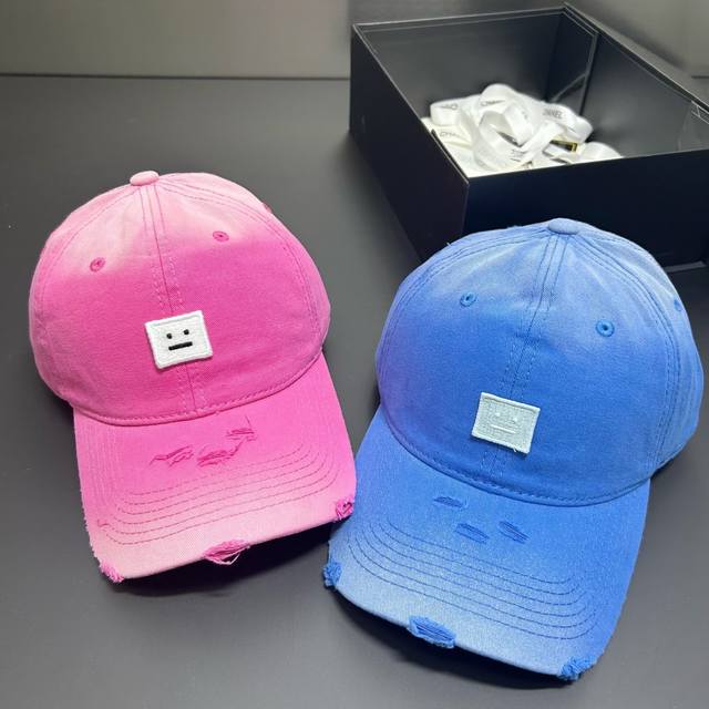 跑量60 acne～棒球帽 新款笑脸渐变色系～ 洋气 高级感十足 帽型正！