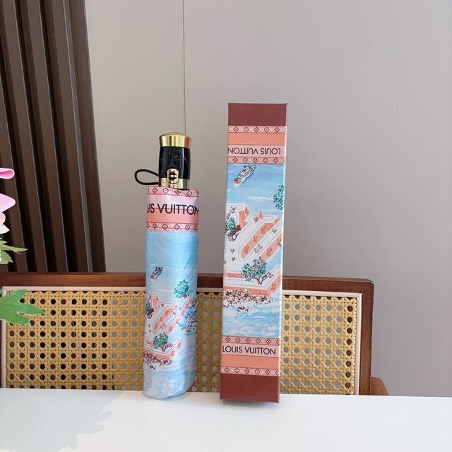 70Louis Vuitton （路易威登）提花 三折自动折叠晴雨伞 新涂层技术深色伞面 拥有令人惊喜的遮光效果！2色