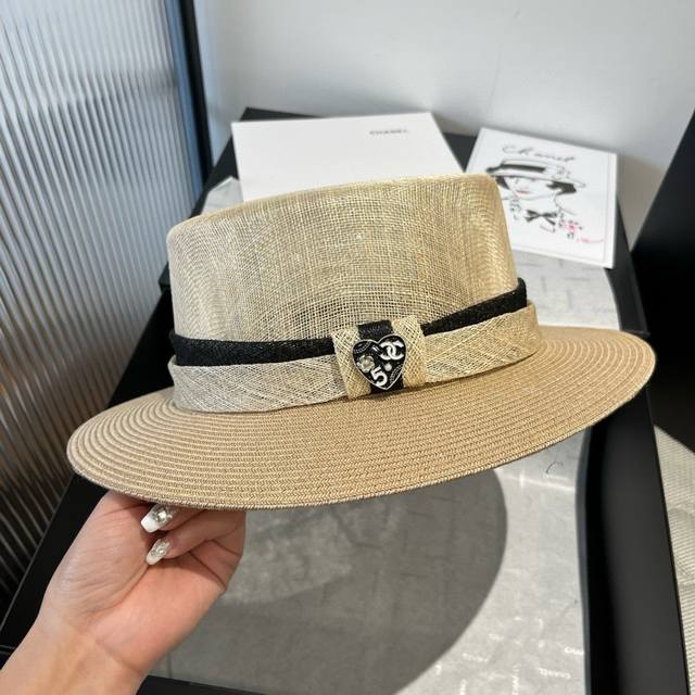 160￥ chanel香奈儿平顶麻纱帽，高级礼帽，头围57Cm