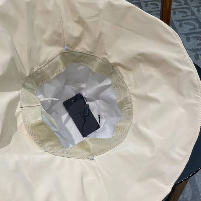 p80 【Prada普拉达】2024春夏款大沿蝴蝶结遮阳渔夫帽 双层黑胶遮阳～更有质感的一款