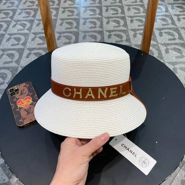 p90 【Chanel香奈儿】2024新款草编大牌皮带编织草帽，度假休闲必备，优雅大方的一款
