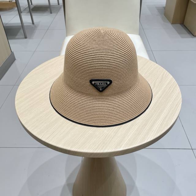 p80 Prada普拉达 草帽，名媛风盆帽，进口高级细草制作，高端定制，头围57Cm