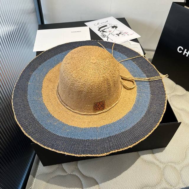 跑量70 loewe～春夏新款大帽檐遮阳帽 彩虹边，夏天氛围感拉满！