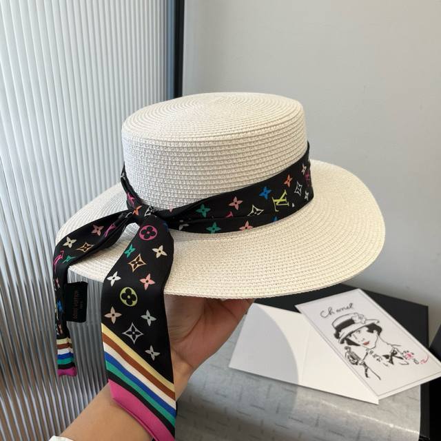 100￥ lv路易威登新款平顶礼帽，夏日遮阳帽，头围57Cm