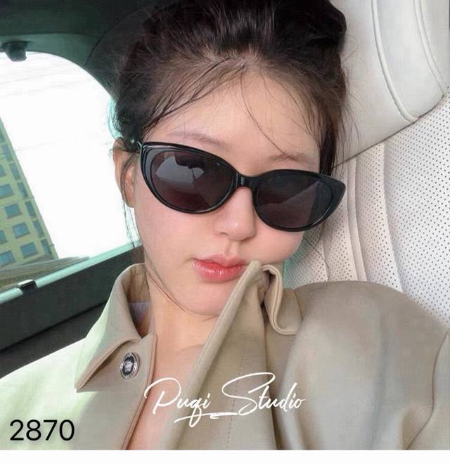 p100Chane*欧美小框赵露思同款墨镜女款潮小脸遮阳时尚圆脸猫眼太阳眼镜