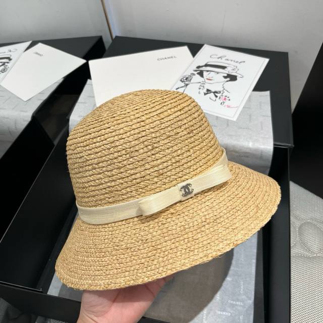 150￥ chanel香奈儿拉菲草盆帽，高级麻纱定制，头围57Cm