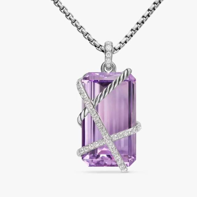 V金David Yurman 紫水晶包边项链。链条粗3Mm，长度50+5Cm或长度60+5Cm延迟链