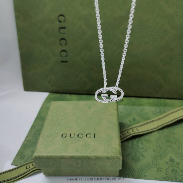 Gucci双G侧立俩边项链 立体方G项链 55Cm